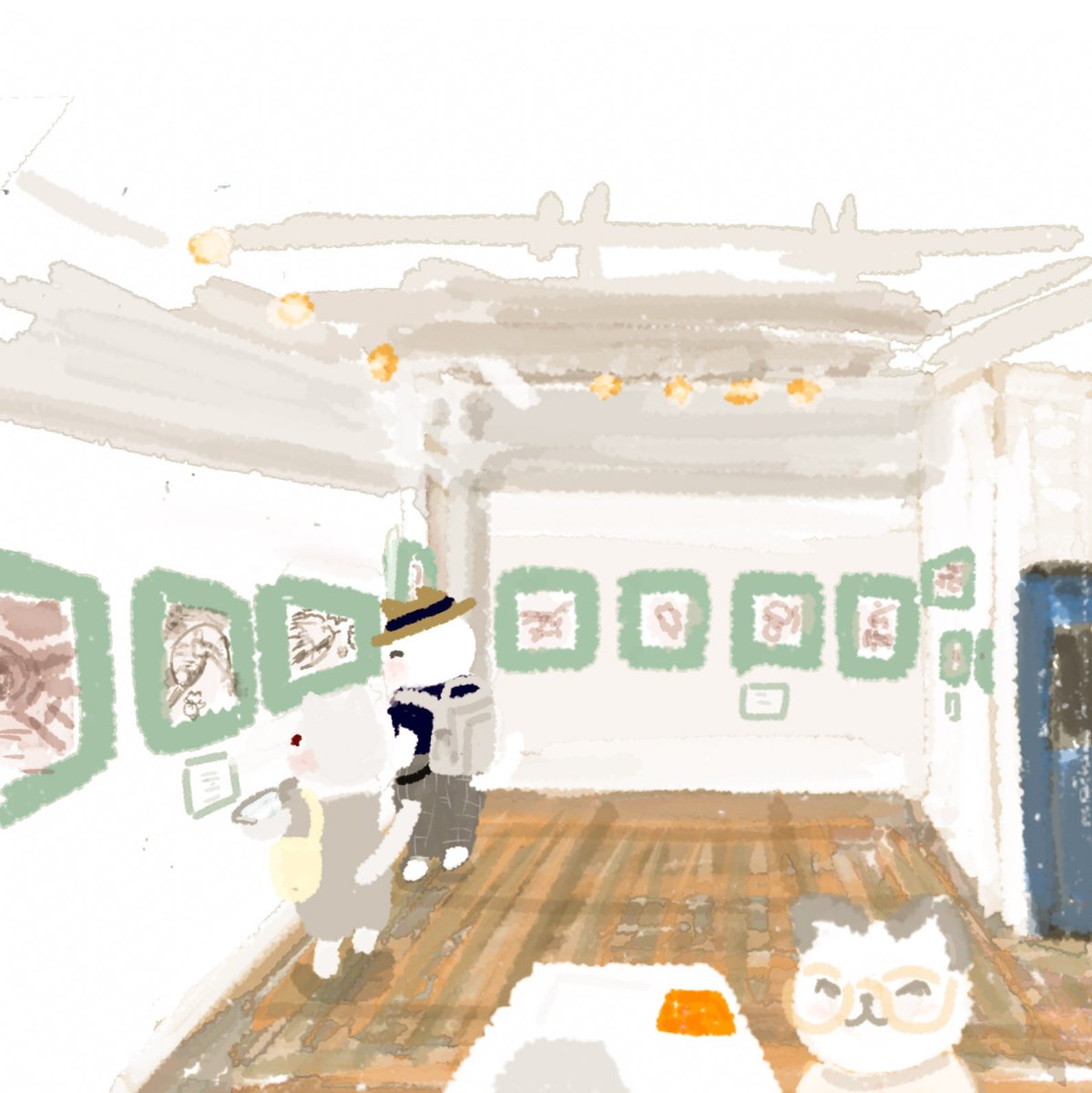taiko_33's tweet photo. いましろたかし絵本「あそこまでいってみよう」の原画展。ギャラリーの方が絵本を貸して下さり、下絵の段階で「見せたい景色」が鉛筆の濃淡のみでほぼ完成していて、そこに色と文章を足す上で紙面が窮屈にならないよう背景を削るなど引き算の手法が駆使されたのが分かり、より興味深く鑑賞できました https://t.co/uhNa5dKJ5G