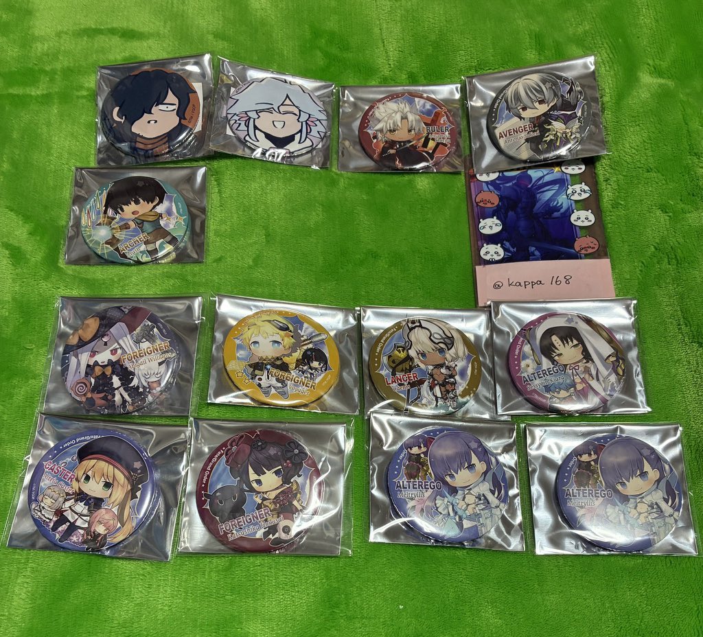 kappa168's tweet photo. 【交換•譲渡】FGO きゃらとりあ 謎丸 缶バッジ

【譲】
岡田以蔵 マーリン 天草四郎 サリエリ アーラシュ アビー ボイジャー カイニス キアラ キャストリア 北斎 メルトリリス

【求】
300円＋送料
異種 ランスロット エレシュキガル 鈴鹿御前

郵送のみ

→ https://t.co/7ufiLvq6Sv