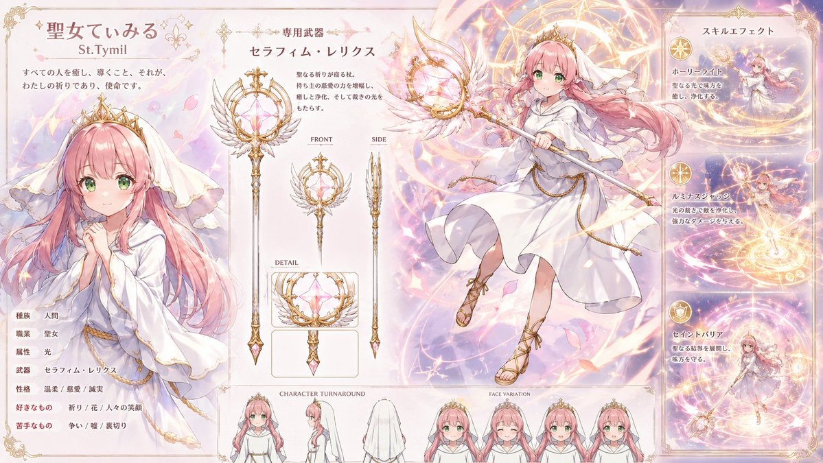 tymil_e's tweet photo. お任せで専用武器を考えてくれる奴。聖女っぽいね？　#てみ絵 https://t.co/iQ7AXPaKbc
