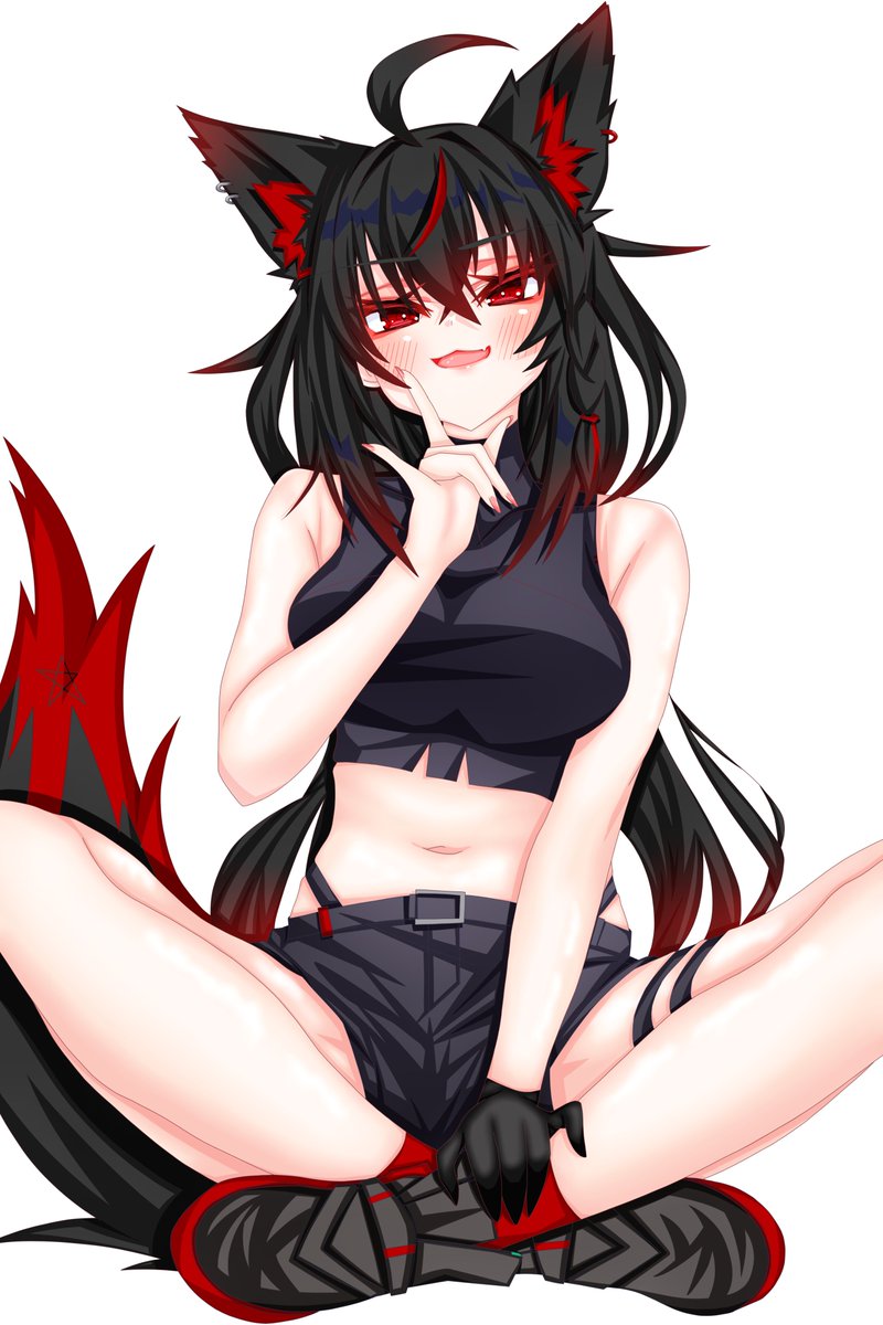 赤いフレームの人物画 FANGU ドヤ黒ちゃん🌽🖤 #絵フブキ #黒上フブキ