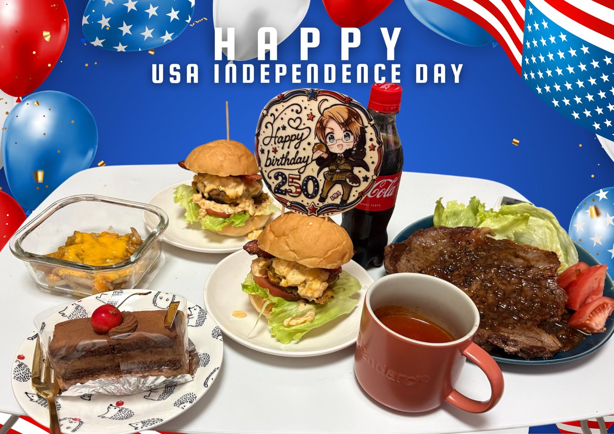 uotrou3's tweet photo. 1日遅れだがお祝いいたしました！
おめでとう🎉アルフレッド🎊🎉🎊

愛してるよお🇺🇸🇺🇸
#250年目のヒーロー
#アルフレッド生誕祭2026 
#メリ誕2026 https://t.co/TyqmHphod5