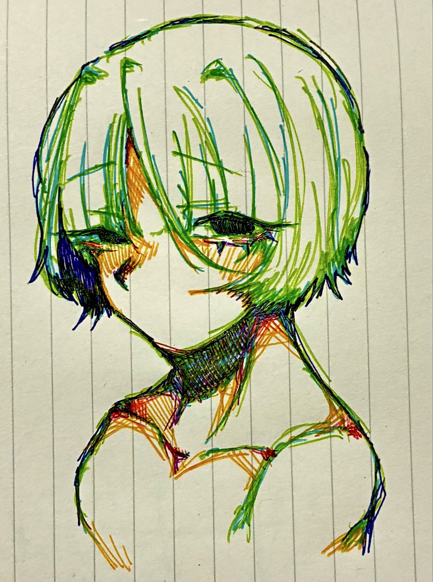 Pofukun's tweet photo. #イラスト  #アナログイラスト 
#イラスト好きさんを繋がりたい 
 色つきペンのみで描いてみた_✍ https://t.co/nk08cOi1HL