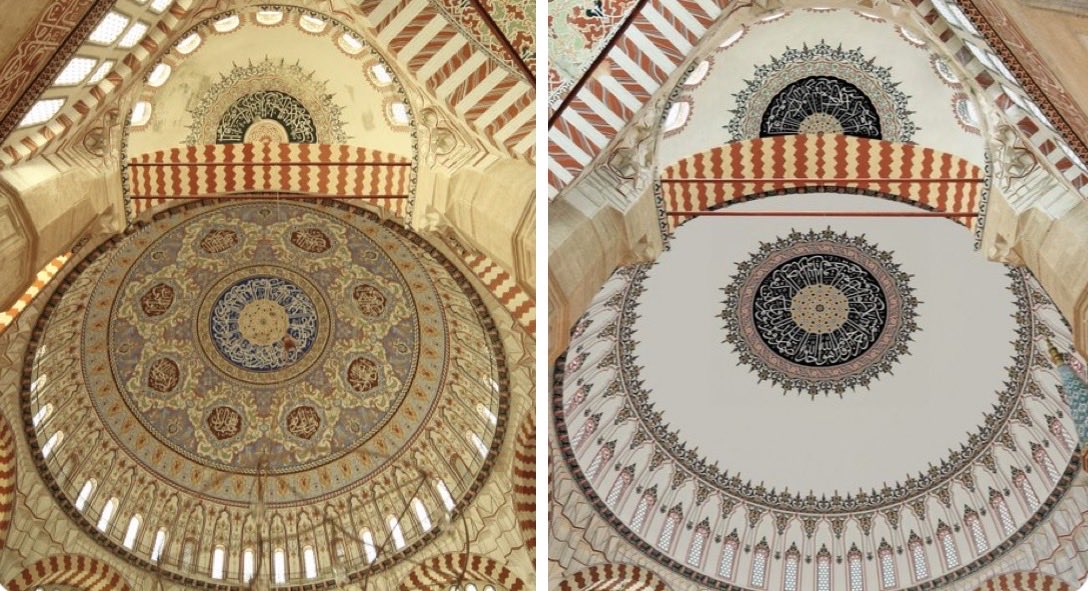 SelimiyeGercegi's tweet photo. Selimiye “ışıkla ile konuşan” bir yapıdır. Mimar Sinan’ın en büyük eseri bu sebeple mekân tecrübesi üzerine inşa edilmiştir. Eğer Selimiye’nin asli karakteri ışık ve mekânsal açıklıksa, bu deneyimi zayıflatan yoğun yüzey tezyinatının da özgünlük ve süreklilik açısından tartışılması gerekir. Korunması gereken süs değil, Sinan’ın kurduğu asli mekândır.