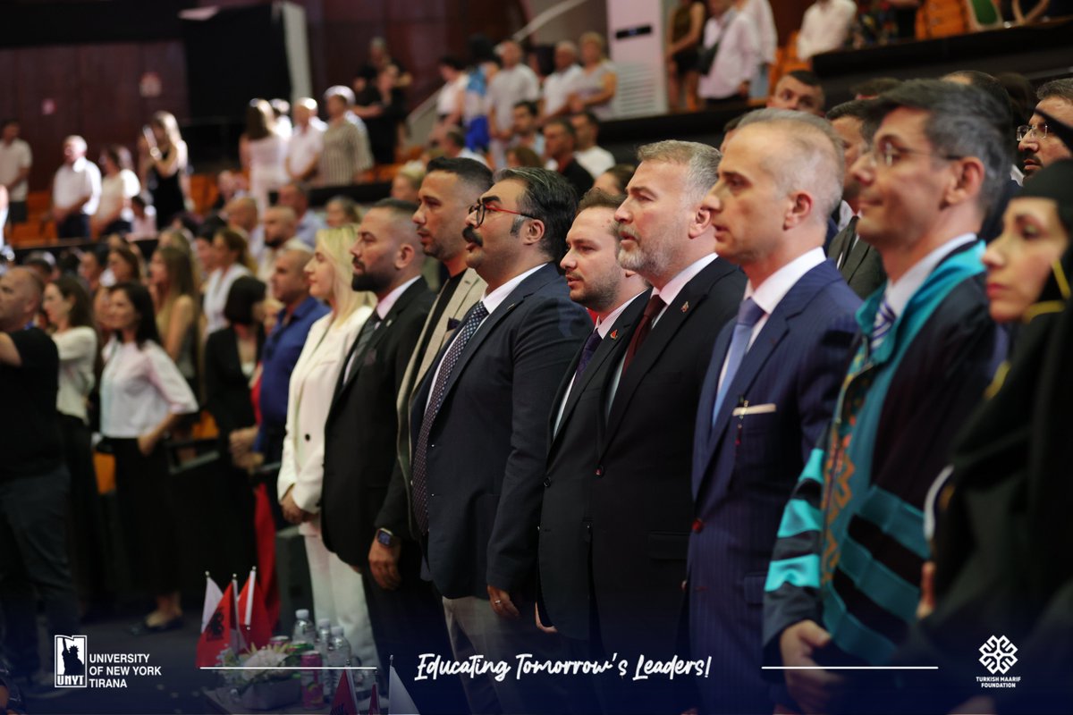 UNYT_Official's tweet photo. We were honored to welcome H.E. Mr. Barış Ceyhun Erciyes, Ambassador of the Republic of Türkiye to Albania, to our UNYT's graduation ceremony.

During his speech addressed, he emphasized the enduring friendship between Türkiye and Albania and the vital role of education in strengthening cooperation between the two countries. 

H.E. Mr. Barış Ceyhun Erciyes praised UNYT's contribution to preparing students not only with academic excellence, but also with the values, skills, and global perspective needed to thrive in an ever-changing world.

Expressing his confidence in the graduates' future success, the Ambassador also extended his appreciation to the University's staff and to the families whose dedication and unwavering support made this milestone possible.

Congratulations to the Class of 2026 and may your path and fortune be bright. 

🗽 University of New York Tirana

𝙀𝙙𝙪𝙘𝙖𝙩𝙞𝙣𝙜 𝙏𝙤𝙢𝙤𝙧𝙧𝙤𝙬’𝙨 𝙇𝙚𝙖𝙙𝙚𝙧𝙨!

#UNYT #MaarifUniversities #MaarifAlbania #ClassOf2026 #UNYTGraduationCeremony