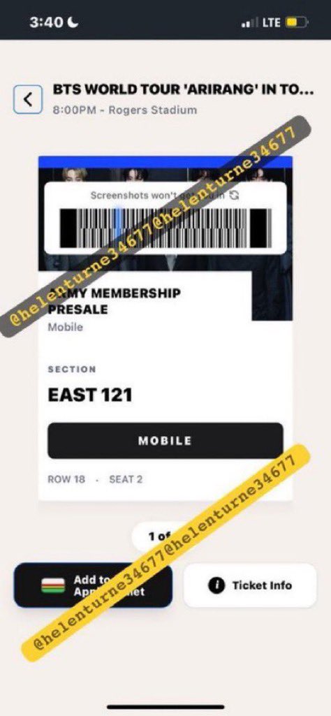 HelenTurne34677's tweet photo. Wts (2) BTS VIP Tickets at ROGERS STADIUM, CANADA

 AUG 23
✨EAST 121 Row: 18 Seat: 2-5
✨Direct side view, no obstructions! Message me if you want these!!

Wts for Under Fv! Dm hmu fellow armys 
🏷️ BTS TORONTO wtb Soundcheck Rogers Stadium #BTS_ARIRANG wtb wts #BTS_WORLDTOUR https://t.co/DBh8tSlmbw