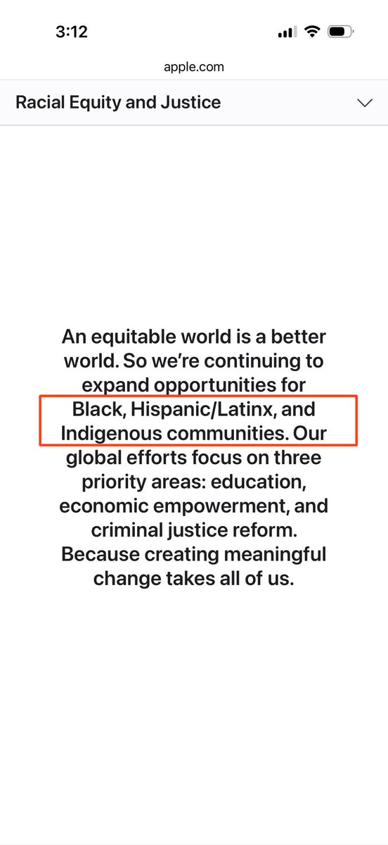 BrianChoti's tweet photo. Look at the two values of Apple Inc: inclusive and diversity and racial equity and justice. They legalize the discrimination of hiring Asian Americans, who are not East Asian, from gaining regular positions at Apple Retail Stores. https://t.co/5Wd6NJFEhk