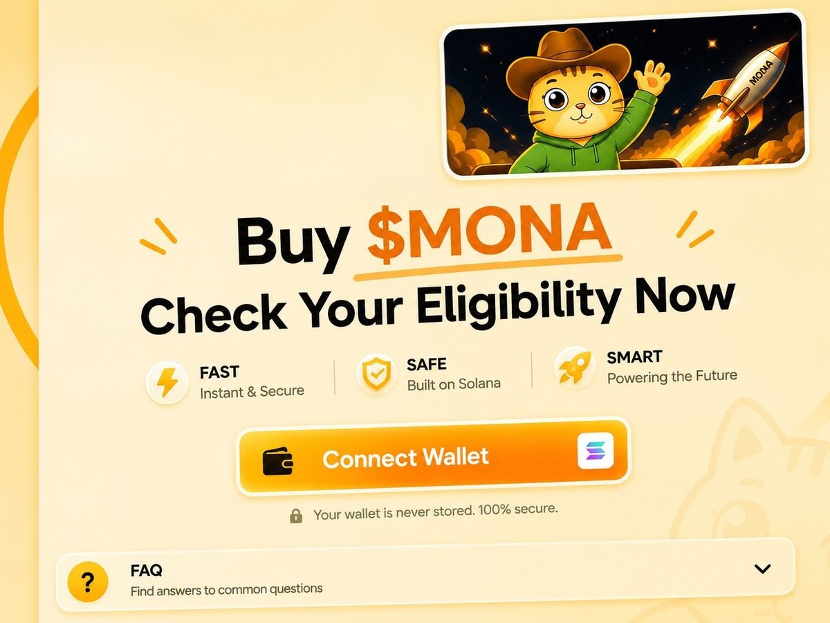 Monasolanatoken's tweet photo. $MONA Presale is Still LIVE 🧵

No time for friction. Here is your exact execution playbook to secure your allocation without missing a beat.

Join here: https://t.co/XwGSmwZlUg 

Full flow below 👇
2/ Step 1: Open the presale page
Hit Buy $MONA to enter the dashboard.

You'll see:
▫️ Current & next round price
▫️ Your wallet balance once connected