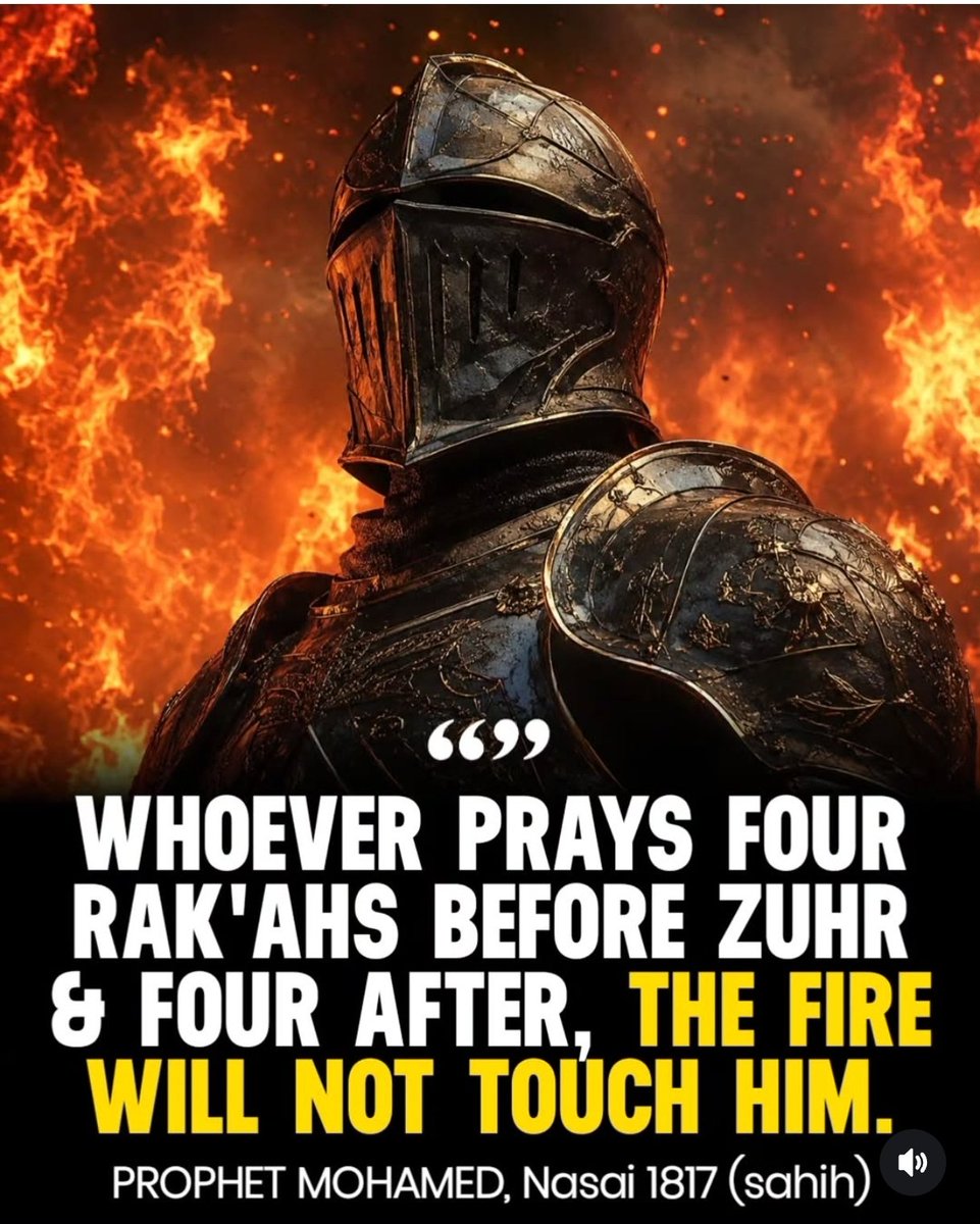 WondersOfQuran's tweet photo. Whoever prays four rak'ahs before Zuhr &amp; four after... https://t.co/4ZDF66NL9y
