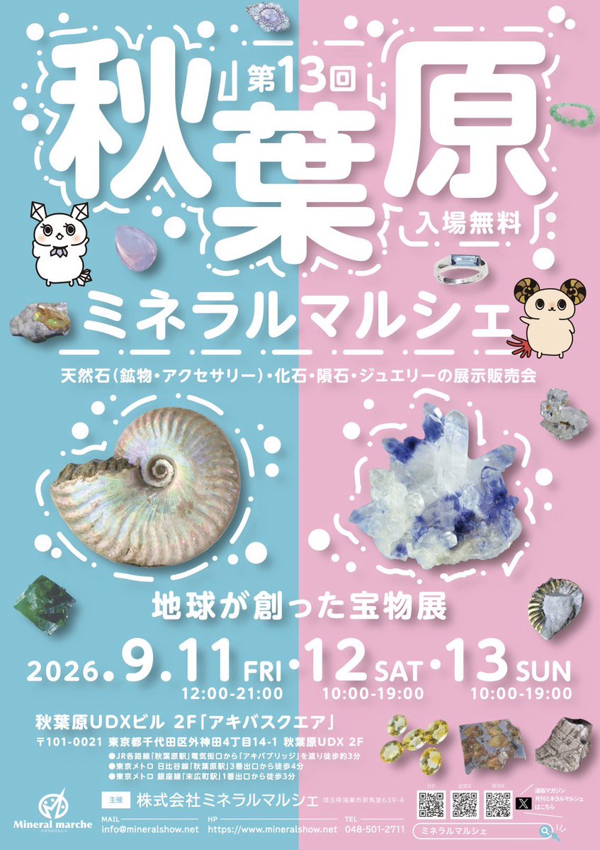 Loose0001T's tweet photo. 次回の首都圏開催を沢山聞かれましたので、宣伝しておきます！

次回の首都圏開催は
「秋葉原ミネラルマルシェ」です！

9月11日（金）〜13日（日）
秋葉原UDX「アキバスクエア」で開催！

たからいしルースは今回の【2倍の広さ】で展開します！

もちろん商品量も2倍にします！
お楽しみに！！ https://t.co/Va9sgLllWT