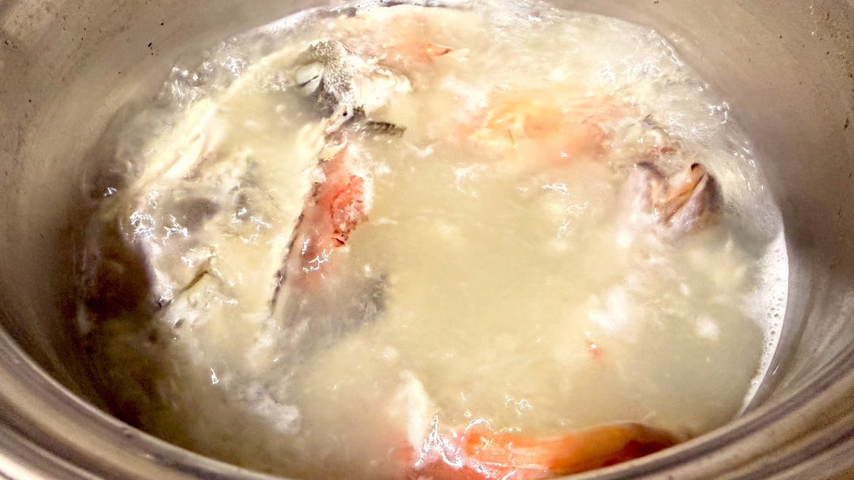 oomi_mio's tweet photo. 魚のアラだけパイタンスープ。 https://t.co/2gwF1htKVh
