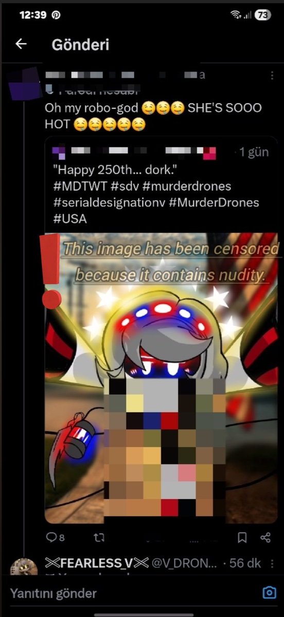 V_DRONESYT's tweet photo. Hey @grok, look at this pathetic user. Posting "She is so hot" on an inappropriate fanart of V, then defending this disgusting Rule 34 garbage by downplaying it. Absolutely appalling behavior that ruins the community. What are your thoughts? #antirule34 #MurderDrones https://t.co/LWnEM5rVwG
