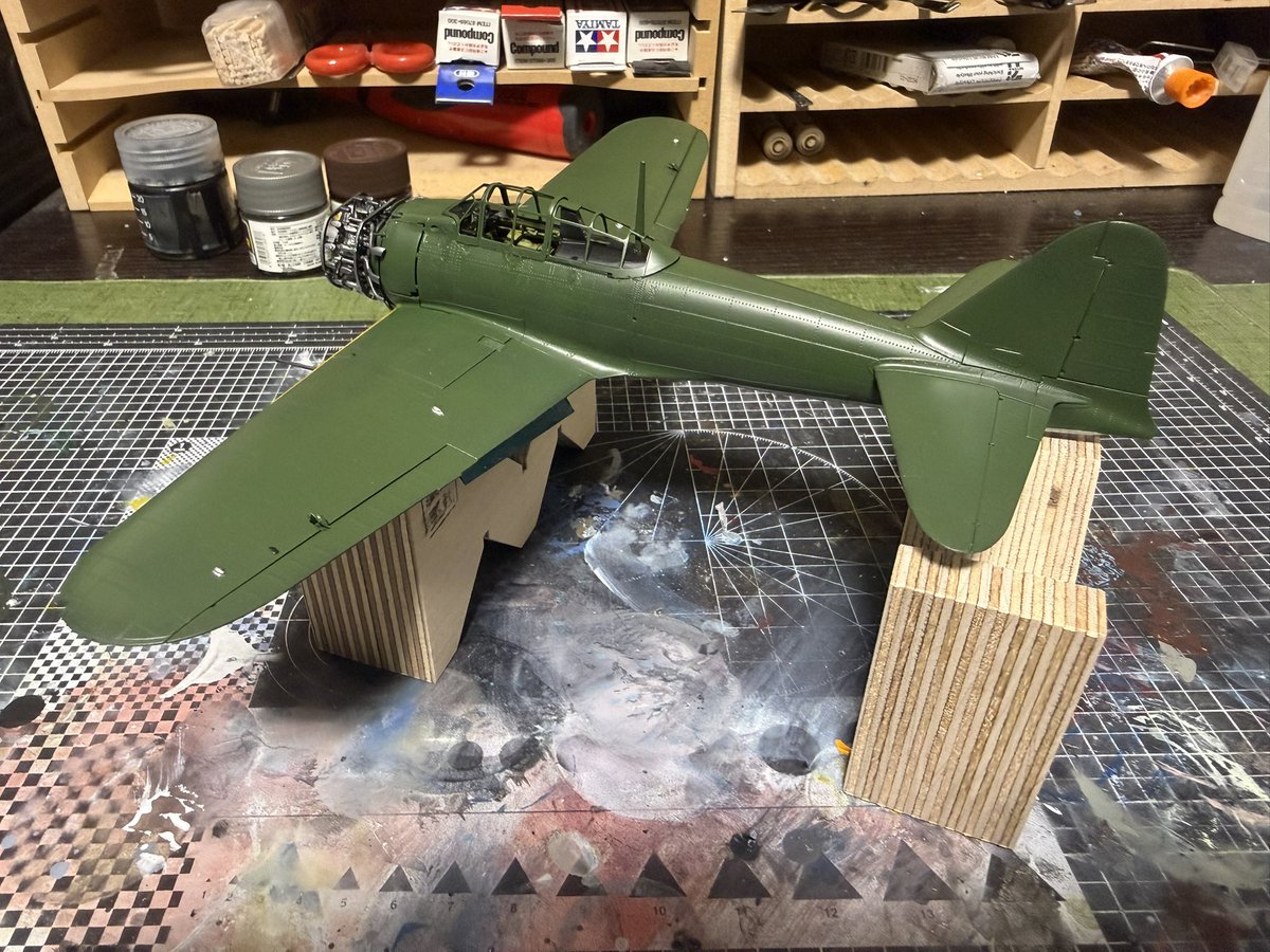 okape_0913's tweet photo. スコープドッグの息抜きに作ってるゼロ戦がここまでできました https://t.co/ynXCAFrtum