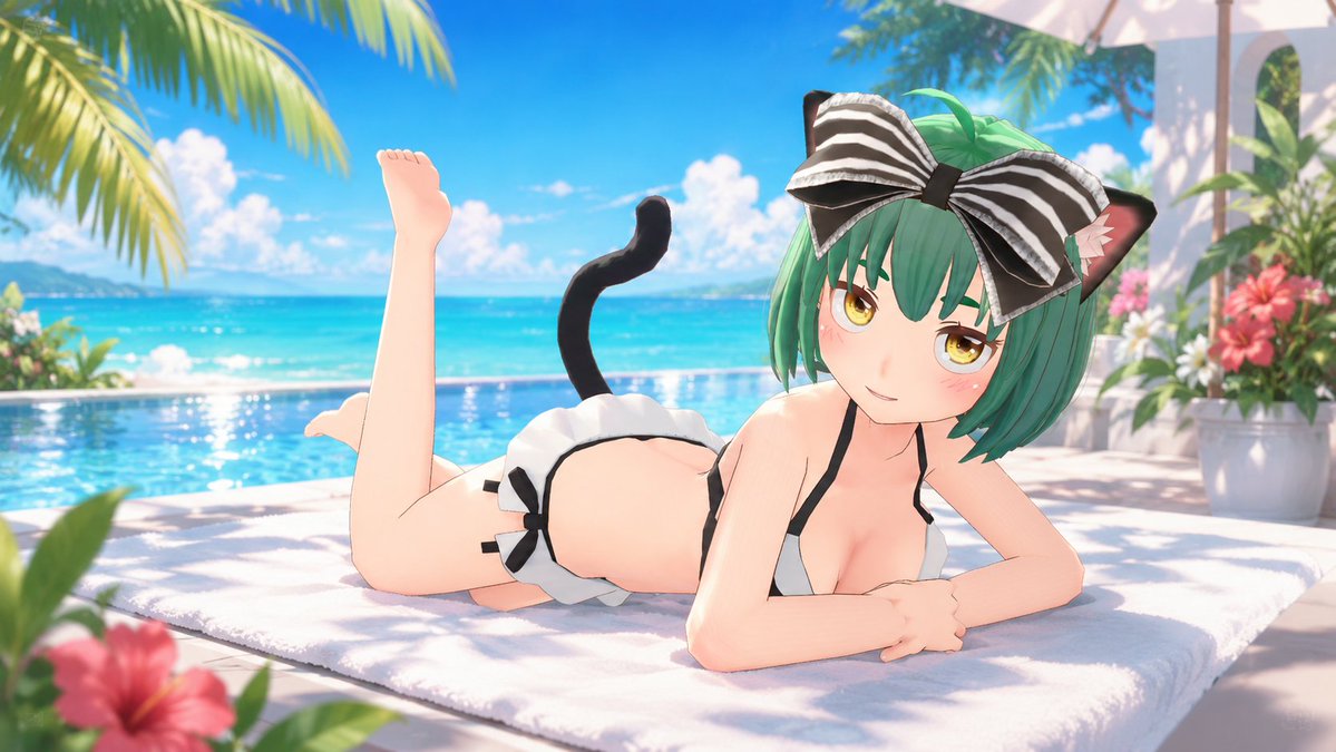 minekonya's tweet photo. うつ伏せになると ボインが邪魔な #みねぼいん の図です。

#ビキニスタイルの日 #ビキニの日 https://t.co/fFFR8WIKRN