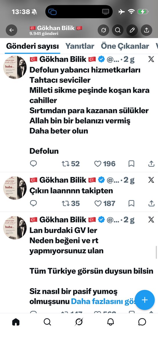 gokhanbilik1's tweet photo. Ben size beni takipten çıkın dedim cuma günü öğlen 

6 bin kişi ekstra takip etmiş 

Yahu siz harbi laf anlamıyorsunuz 

Çıkın gidin burdan

Bana benim gönderilerime beğeni ve rt yapmayan 

Anketlere katılmayan 

boş pasif parazit asalak takipçi lazım değil demiştim 

Bu sayfa yabancı yerli çete fonlara karşı müttefik olan bilinçli yatırımcıların olması gereken bir sayfadır 

Bu sayfa Milli Seferberlik sayfasıdır 

Defolun burdan ‼️