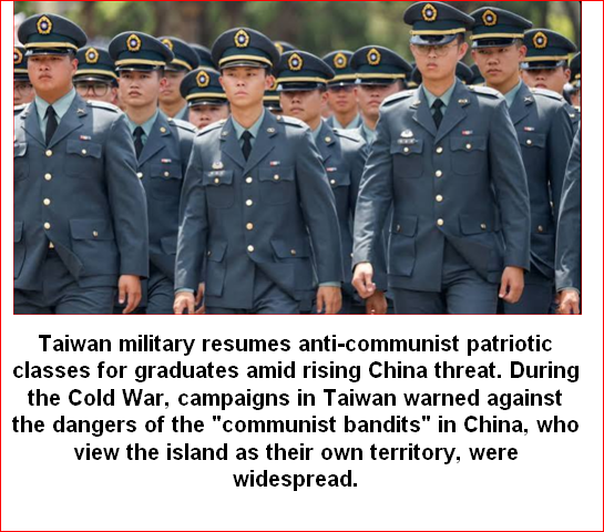 AthinaKech36429's tweet photo. Taiwan military resumes anti-communist patriotic classes for graduates amid rising China threat.
"It is necessary for them to clearly understand national security  threats and recognize the military mission of 'why we fight, and for  whom we fight'," the statement said.
During  the Cold War, campaigns in Taiwan warning against the dangers of the  "communist bandits" in China, whose government views the island as its  own territory, were widespread.
During the Cold War, campaigns in Taiwan warning against the dangers of the "communist bandits" in China, whose government views the island as its own territory, were widespread.
But the formal "anti-communist patriotic education" for military graduates ended in 2002, being renamed "patriotic education."
Taiwan's defense ministry said in a statement that the classes for its military academy graduates had been restored due to rising military and infiltration danger from China.
China's defense ministry did not respond to a request for comment  outside office hours. China has never renounced the use of force to  bring Taiwan under its control.
Officials  from departments including the China-policy-making Mainland Affairs  Council, the National Security Council, the Ministry of Justice and top  government think tank Academia Sinica will offer lectures to the  graduates, Taiwan's defense ministry said.
"The aim is to establish among graduates a clear awareness of friend and foe,"
By REUTERS
JULY 5, 2026 10:37