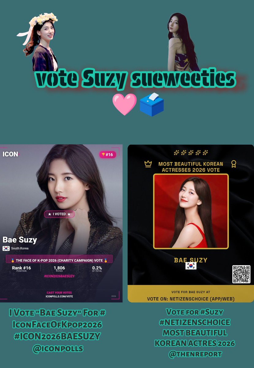 SuzyVotingTeam's tweet photo. 🔗https://t.co/uE3tD1NLPI
🔗https://t.co/wPt03JlZSl
#Suzy #BaeSuzy https://t.co/0gKB5OJyrP
