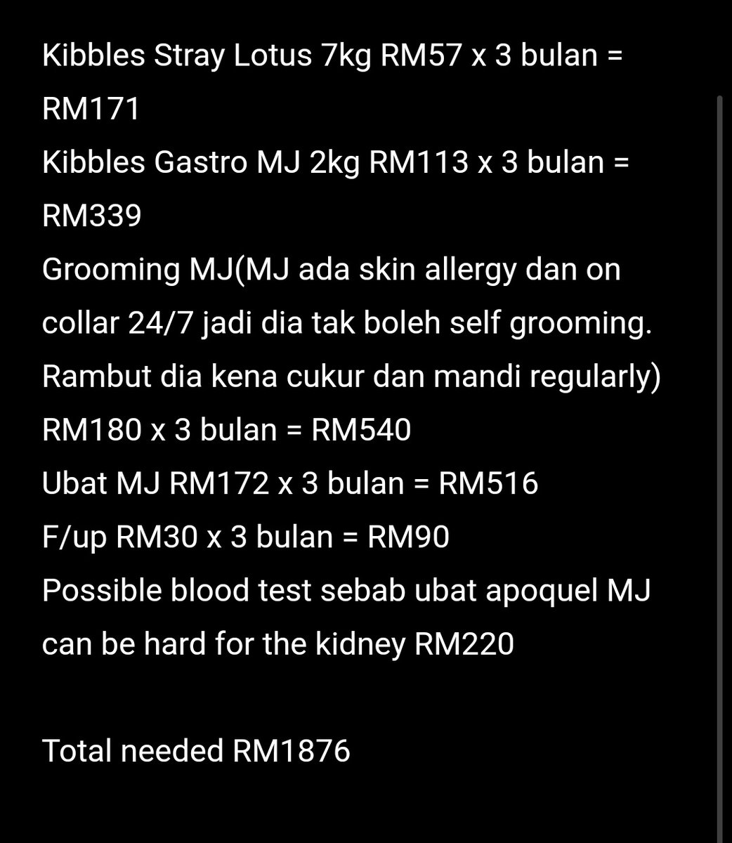 samantha_cavill's tweet photo. Salam semua. Im raising fund untuk keperluan MJ dan kibbles untk stray feeding again. Dana seblm ni tahan dlm dua bulan dan mana yg tak cukup, i dah tambah🤍 

Setiap sen membantu sgt. I mohon bantu share kalau tak dapat donate guys🙏🏼I will update semua resit dekat sini mcm biasa https://t.co/ptHBbWMfLC