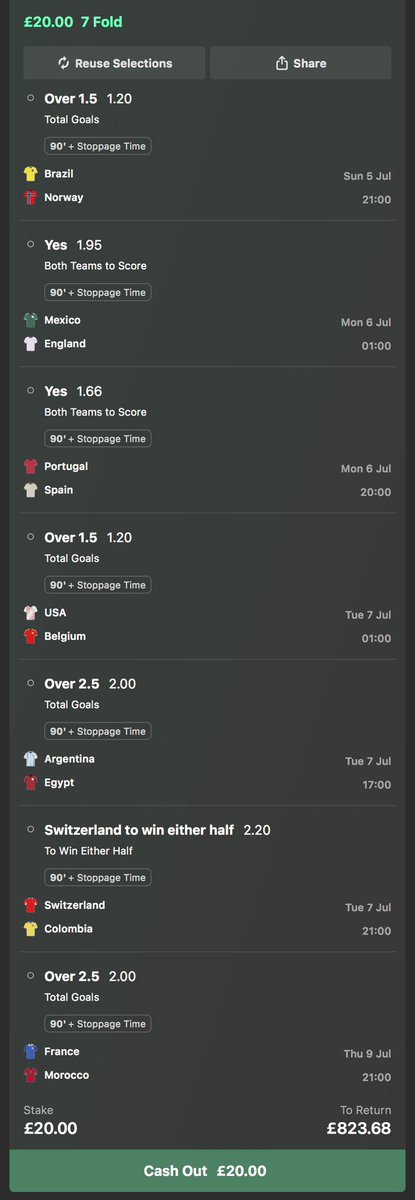 BLI2505's tweet photo. New week. New acca. ⚽️

£20 ➝ £823.68 👀

Would you back this? 🤝 https://t.co/JZO1imNqOu