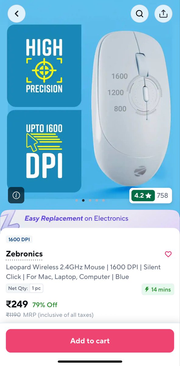ayushus's tweet photo. @ZeptoNow @aadit_palicha @v0hra 

I ordered a Zebronics leopard mouse but got a Zebronics companion 107 inside the packing of the zebronics leopard itself

So when I reported my issue, Zepto customer support didn’t care to resolve my issue. I’m stuck with this used mouse now. https://t.co/a5Wyz29anb
