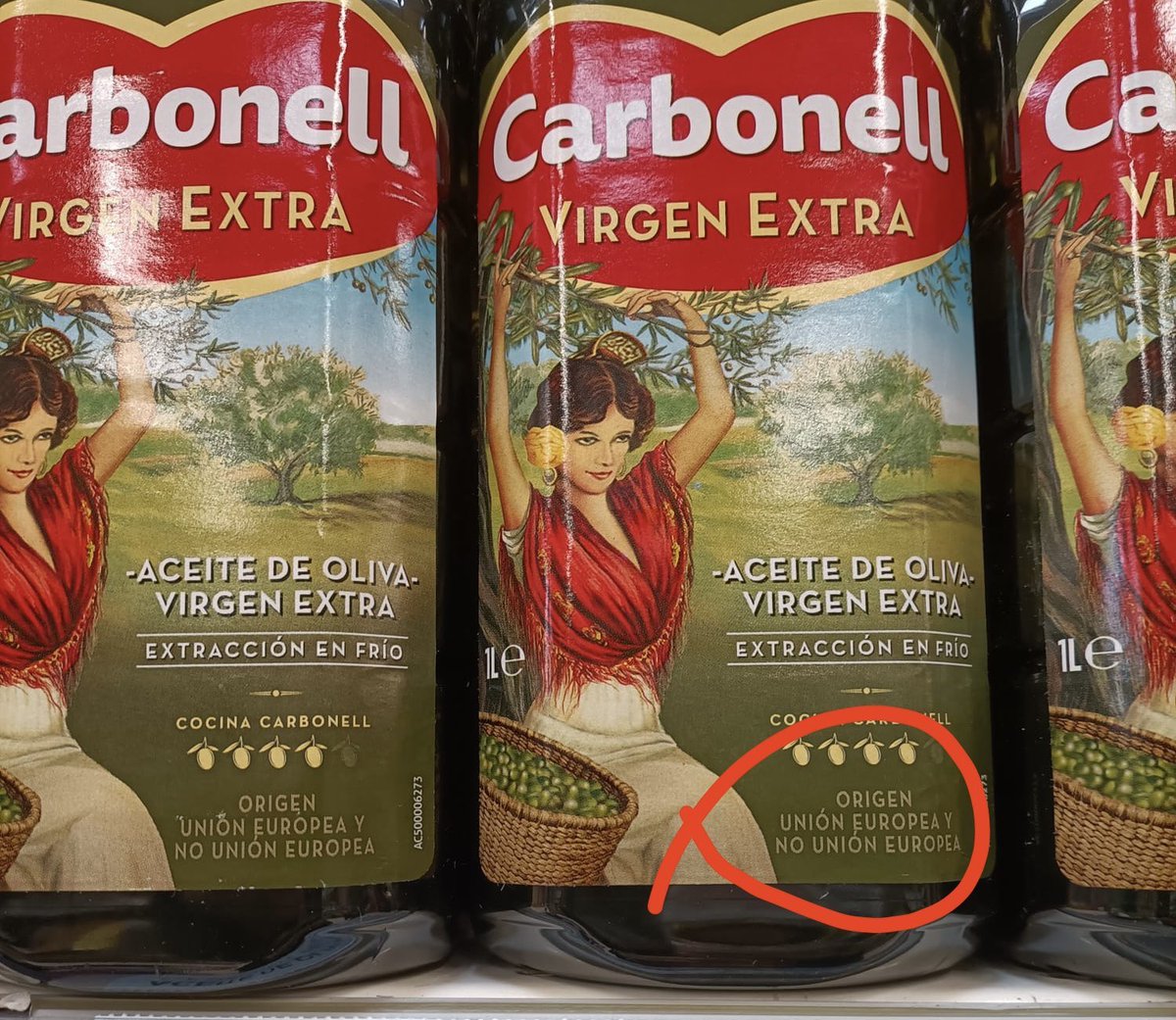 Motard8559's tweet photo. El 1er país Productor Mundial de Aceite de oliva 🫒 España 🇪🇸, vende a través de Carbonell a sus ciudadanos aceites de Marruecos 🇲🇦 y otros países Africanos.🤨🇪🇸 https://t.co/nuc8sLTYeR