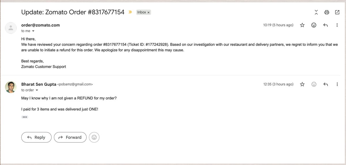 bharatsg's tweet photo. @zomatocare Can you help with this? https://t.co/0vmyLPFTHK