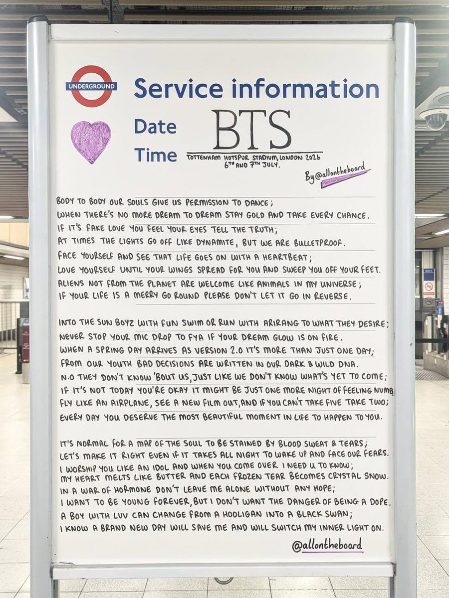 bts7oclock's tweet photo. BTS ALL IN THE BOARD in London 

(LYSY Tour)               (ARIRANG Tour)
2019                             2026 https://t.co/BaYw4BkFj8