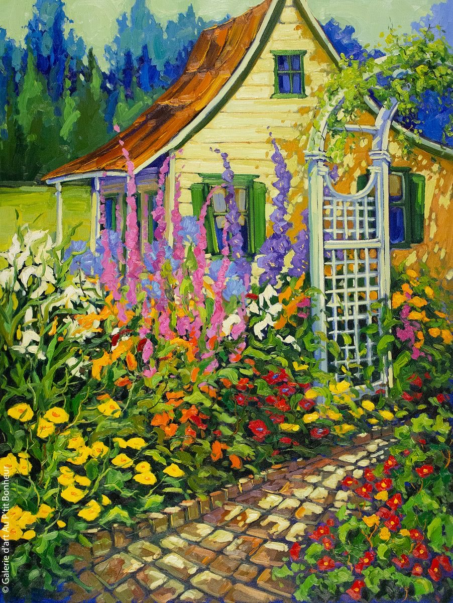 HWarlow's tweet photo. Robert Savignac 
Canadian painter of bright garden scenes like these two which are good examples of his work 
Jardin Intime 
Le Vieux Moulin.   
I was told off last time I translated it.   
Titles in French https://t.co/6YotPLCHmr