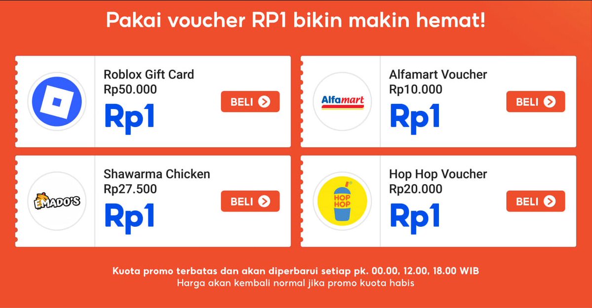 i_m_mortal_'s tweet photo. ShopeePay Deals serba Rp1
(Alfamart, Hop Hop, Ernado's)

diskon lagi di jam 18, cek disini
https://t.co/YRLypnssN5 https://t.co/wdN6OPRsfs