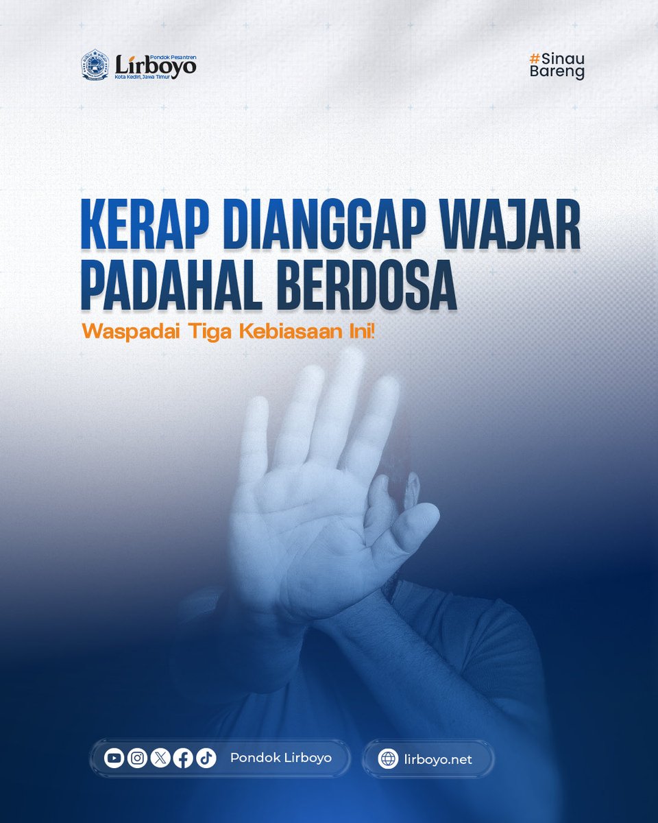 pondok_lirboyo's tweet photo. kebiasaan apa saja yang sering dianggap biasa padahal perlu diwaspadai? Simak utas berikut untuk mengetahui penjelasan lengkap beserta dasar hadis dan keterangannya. Semoga menjadi pengingat untuk kita semua. 🤲

#PondokLirboyo #SantriLirboyo #Ngaji #Prewedding #HutangPiutang https://t.co/sQ75HCtPks