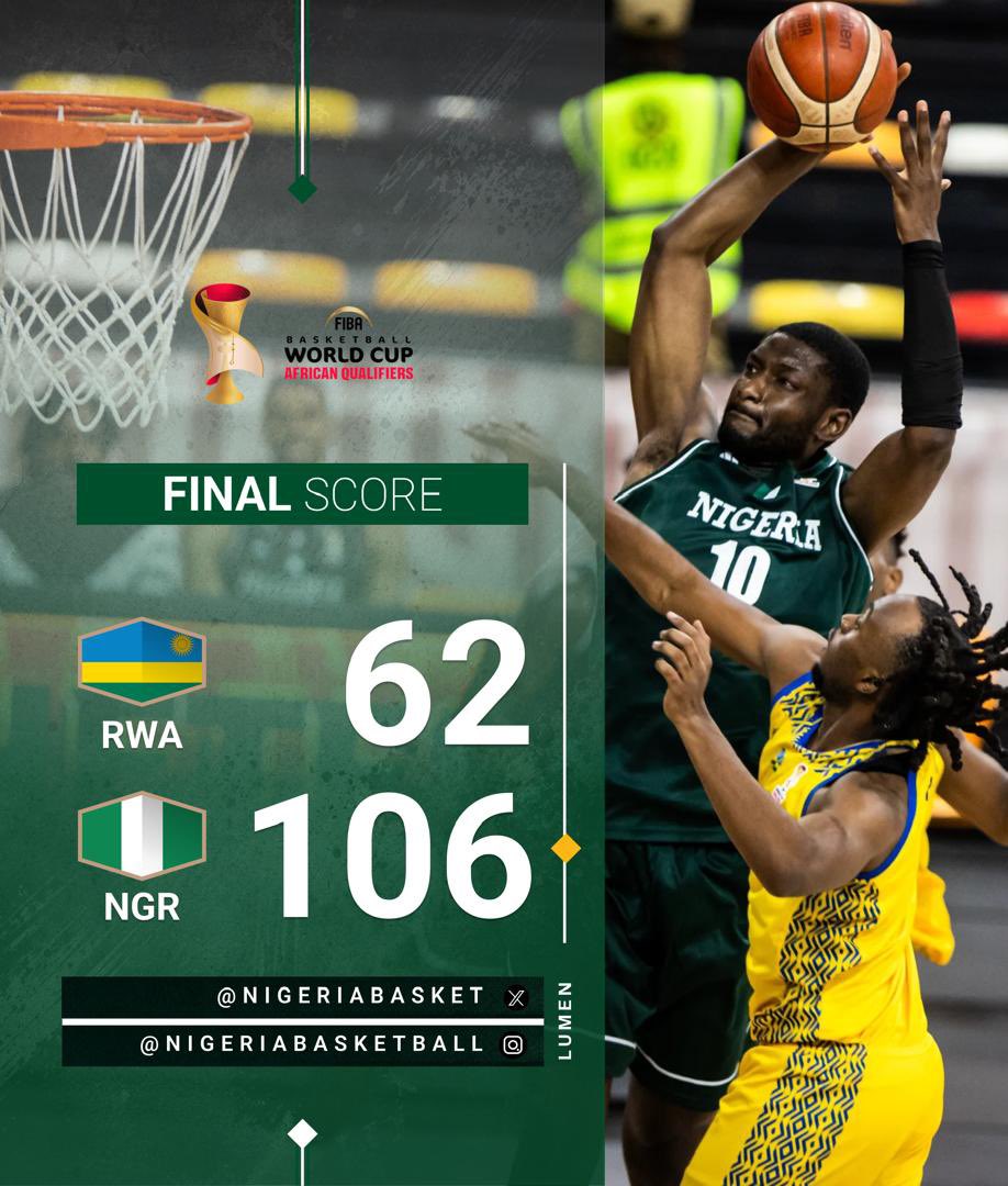 NigeriaBasket's tweet photo. NIGERIA WINS!! 

D’Tigers finish the window with a 3-0 record and a STATEMENT victory.

🇳🇬🇳🇬🇳🇬 https://t.co/xpnkiDdZer