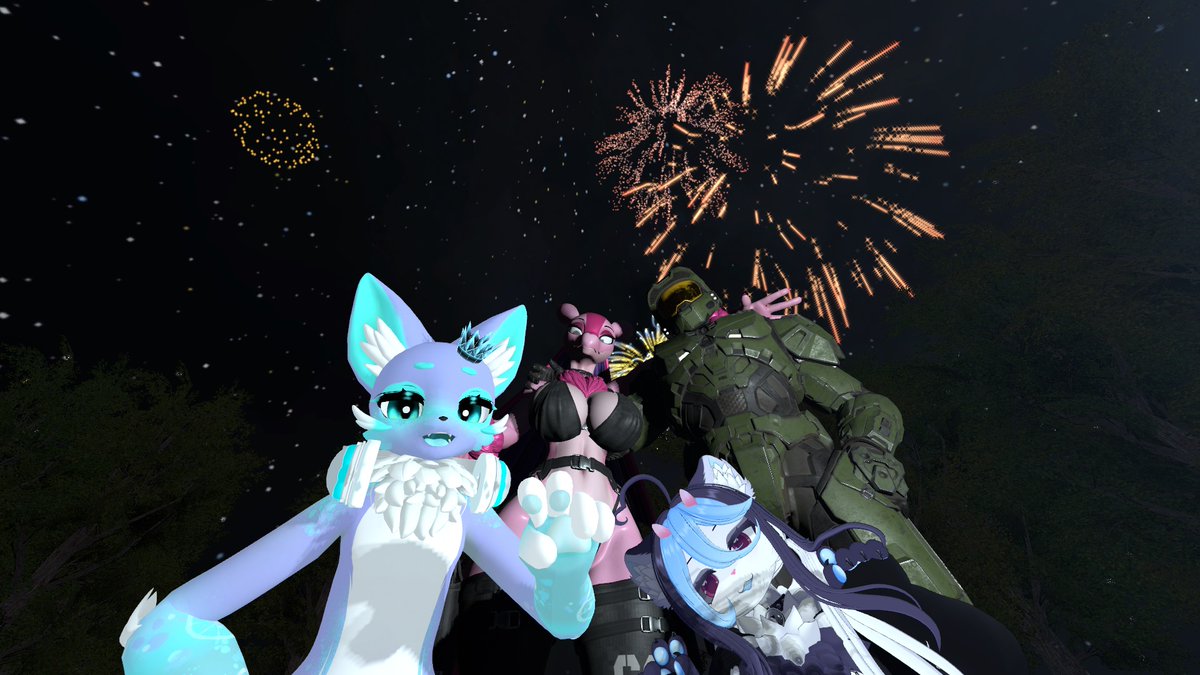 IceSouless's tweet photo. Here's another 4th of July pictures but with friends 🎇🎆
#vrchat #furry #4thofJuly https://t.co/E0mo7poIsE