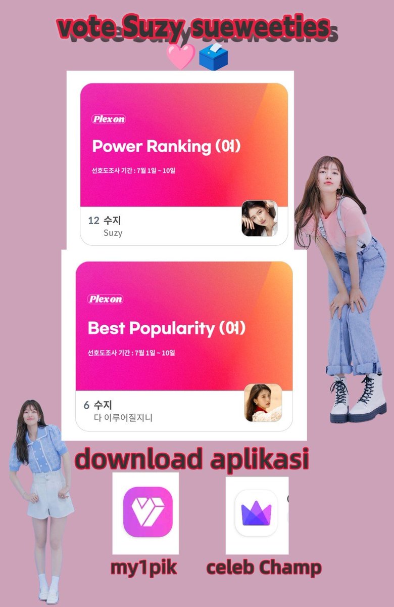 SuzyVotingTeam's tweet photo. #Suzy Plex-on 
https://t.co/slhUreLL20] plex BEST POPULARITY(F)
2026-06-30 ~ 2026-07-10
Vote sekarang di MY1PICK!
https://t.co/LvvNL862nG
https://t.co/xfcOlDRUgd
https://t.co/LvvNL862nG

#마이원픽 #MY1PICK https://t.co/O3dBi44AKa