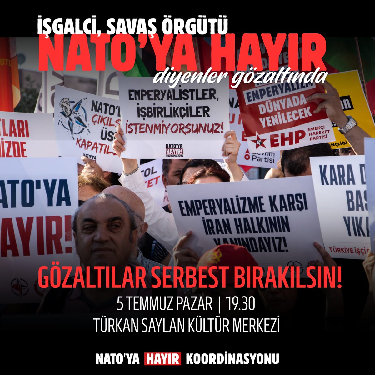 izmirHdk's tweet photo. Bu sabah İzmir'de suç örgütü Nato'ya Hayır diyen devrimci,sosyalist, savaş ve NATO karşıtları şafak operasyonu ile gözaltına alındı.Nato'ya Hayır demek suç değildir.Gözaltılar serbest bırakılsın.
HDK İzmir Meclisi https://t.co/zcAcqe15Pb