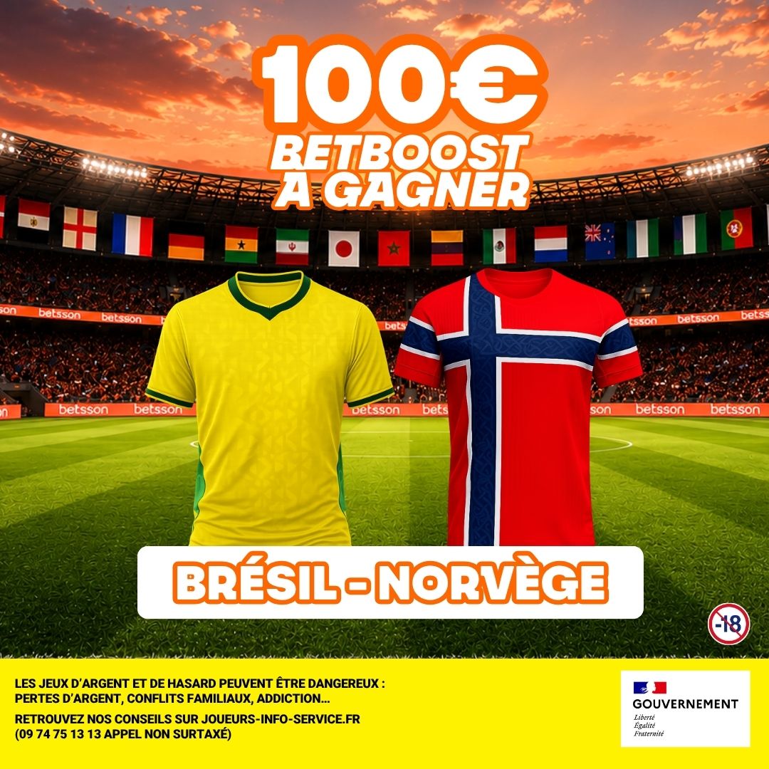 BetssonFR's tweet photo. Tu veux t'amuser devant Brésil - Norvège ? 
Tente de gagner un des Betboost de 50€

Pour participer rien de plus simple :
- Donne ton ID
- Like le post
Et c'est tout 😉

Bonne chance à tous, on se donne RDV vers 20h pour le TAS 🍀 https://t.co/UvNPZG1CWx
