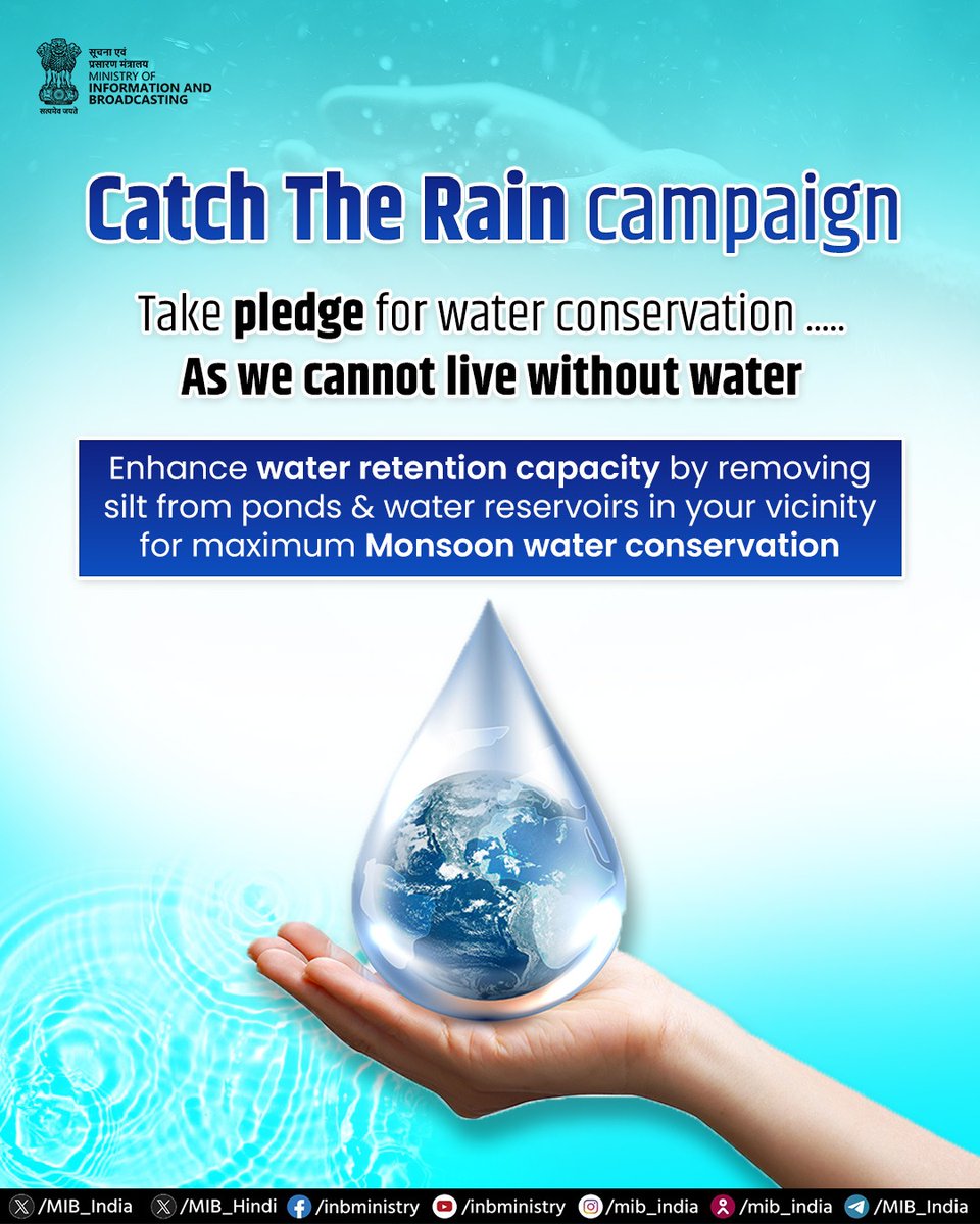 MoHUA_India's tweet photo. #CatchTheRain 
Water conservation is only possible when there is collective participation. We urge you to initiate rainwater harvesting and help strengthen India's water security. https://t.co/Ipr3SVXw7J