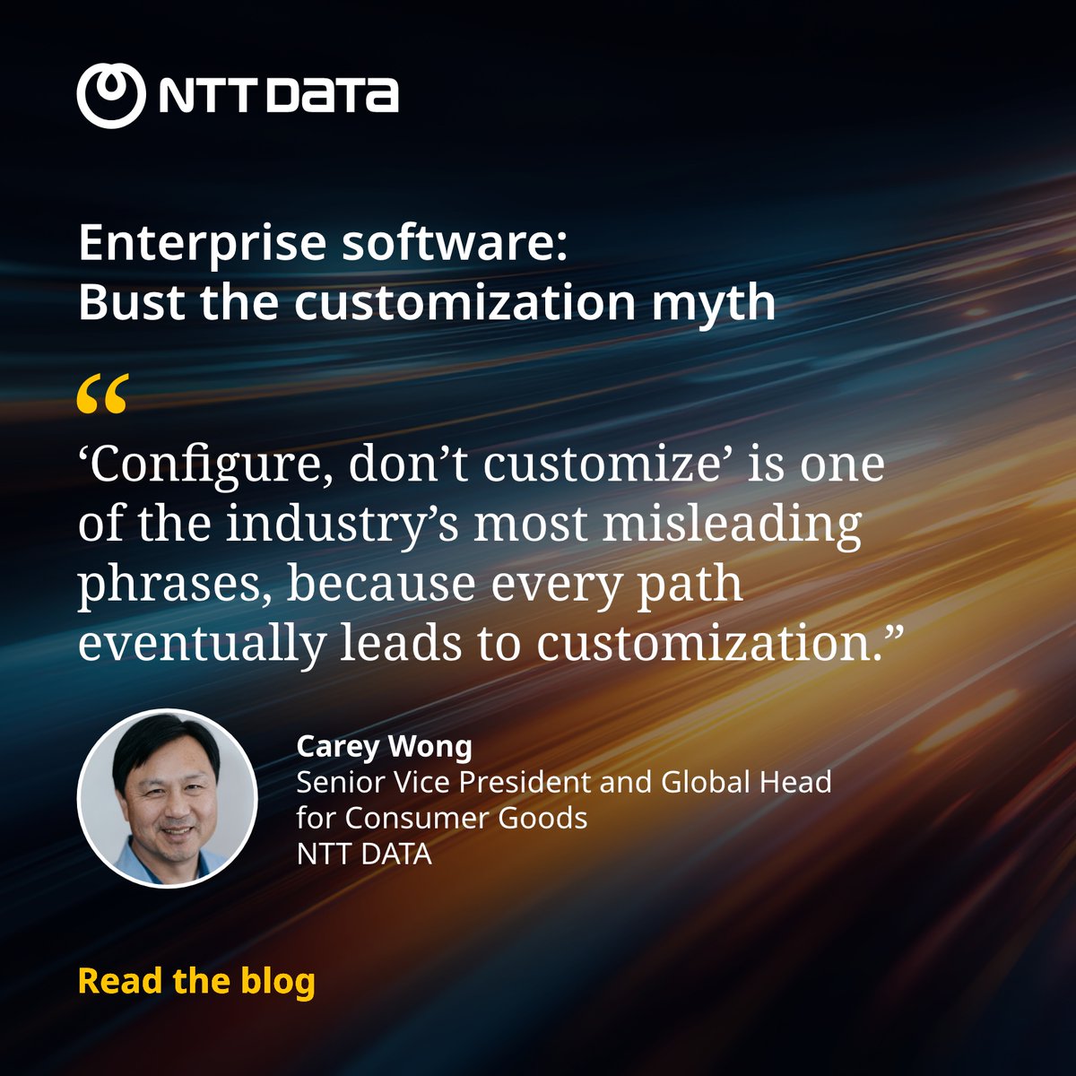 nttdata_inc's tweet photo. Rethinking enterprise software in the age of #AI. 💡

Carey Wong challenges a long‑held assumption, customization may not be the real problem. As AI evolves, flexible, tailored systems are becoming key to delivering business value: https://t.co/AHzQEmUzjX

#EnterpriseApplications https://t.co/aMJMVFyXUl
