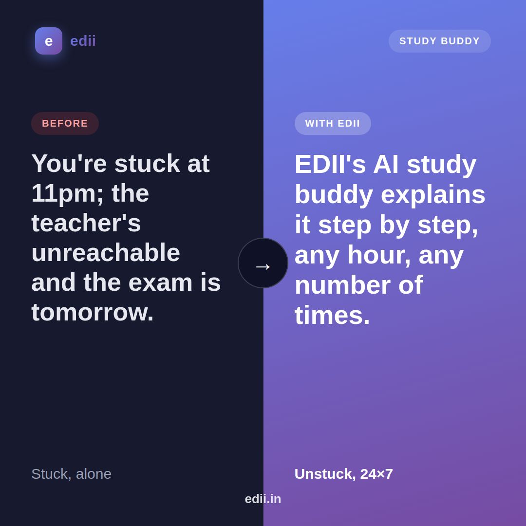 TeamEdii's tweet photo. It's 11pm and you're stuck on one sum.
EDII's AI study buddy walks you through it — step by step, any hour.
Never stay stuck → https://t.co/HTUl4V35dq
#SmartSchools #EdTech #SchoolSoftware https://t.co/tsuASLLIQq