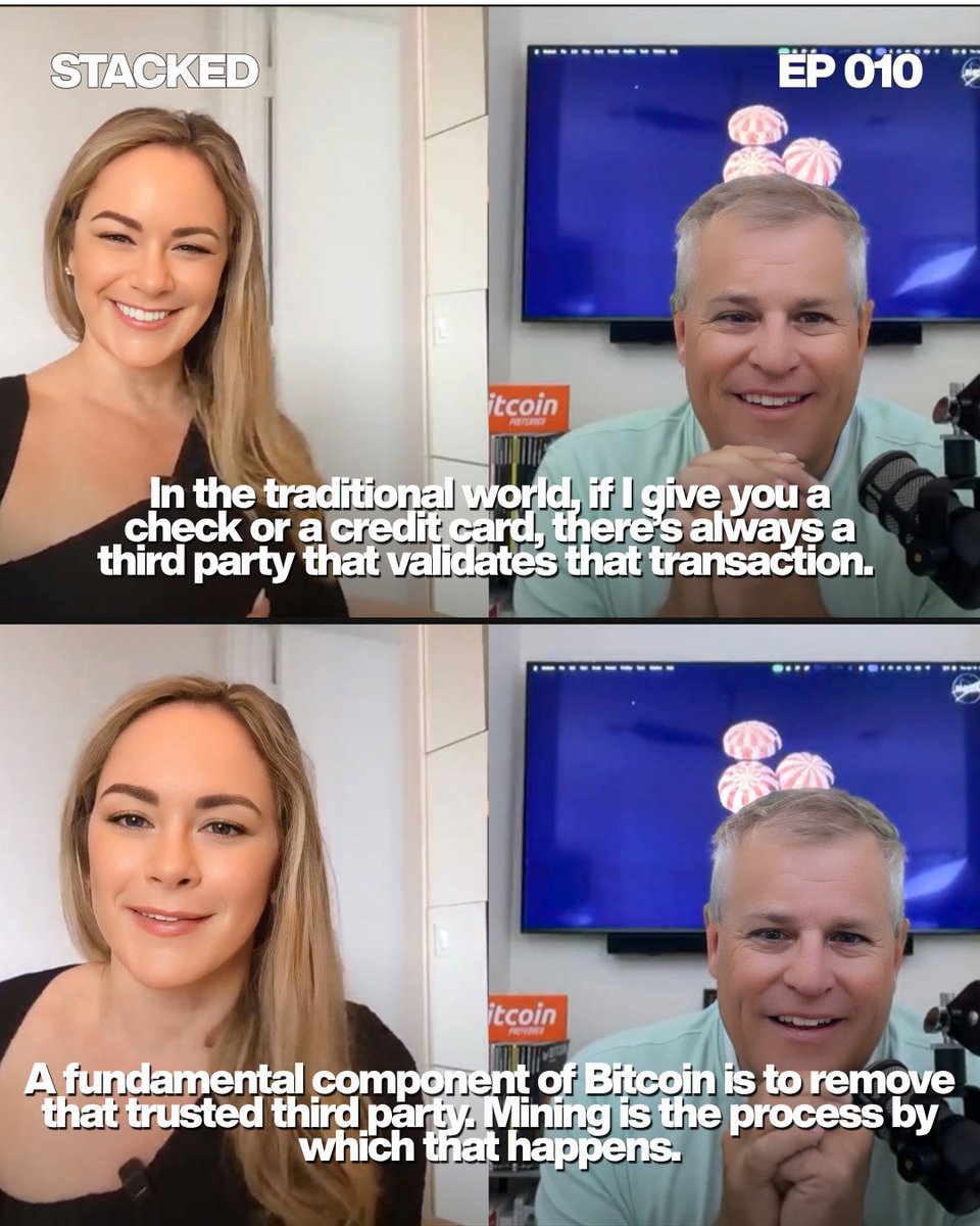 EmilyDempsey's tweet photo. Bitcoin mining isn’t what most people think it is.
Bob Burnett explains the infrastructure, incentives, hashing, energy markets, and why mining removes the need for trusted third parties.
STACKED EP 010 live now. @stackedassets @boomer_btc
#Bitcoin #BTC #STACKEDPodcast https://t.co/hepvyDgZVl