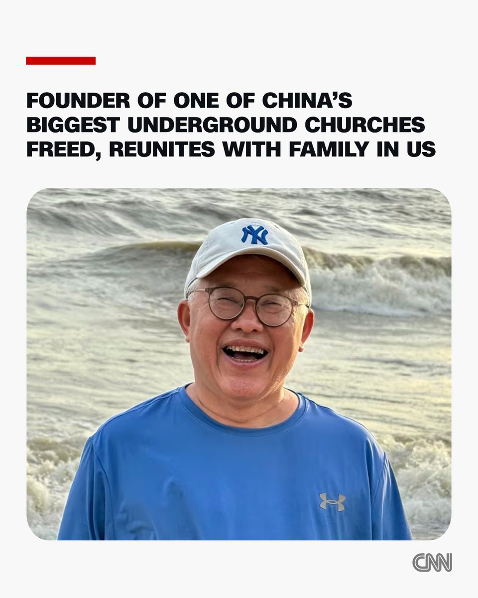 CNN's tweet photo. A pastor who founded one of China's most prominent underground churches has been released from prison and reunited with his family in the United States, his daughter told CNN. https://t.co/tEoAyABUwu https://t.co/j02dF6YQNi