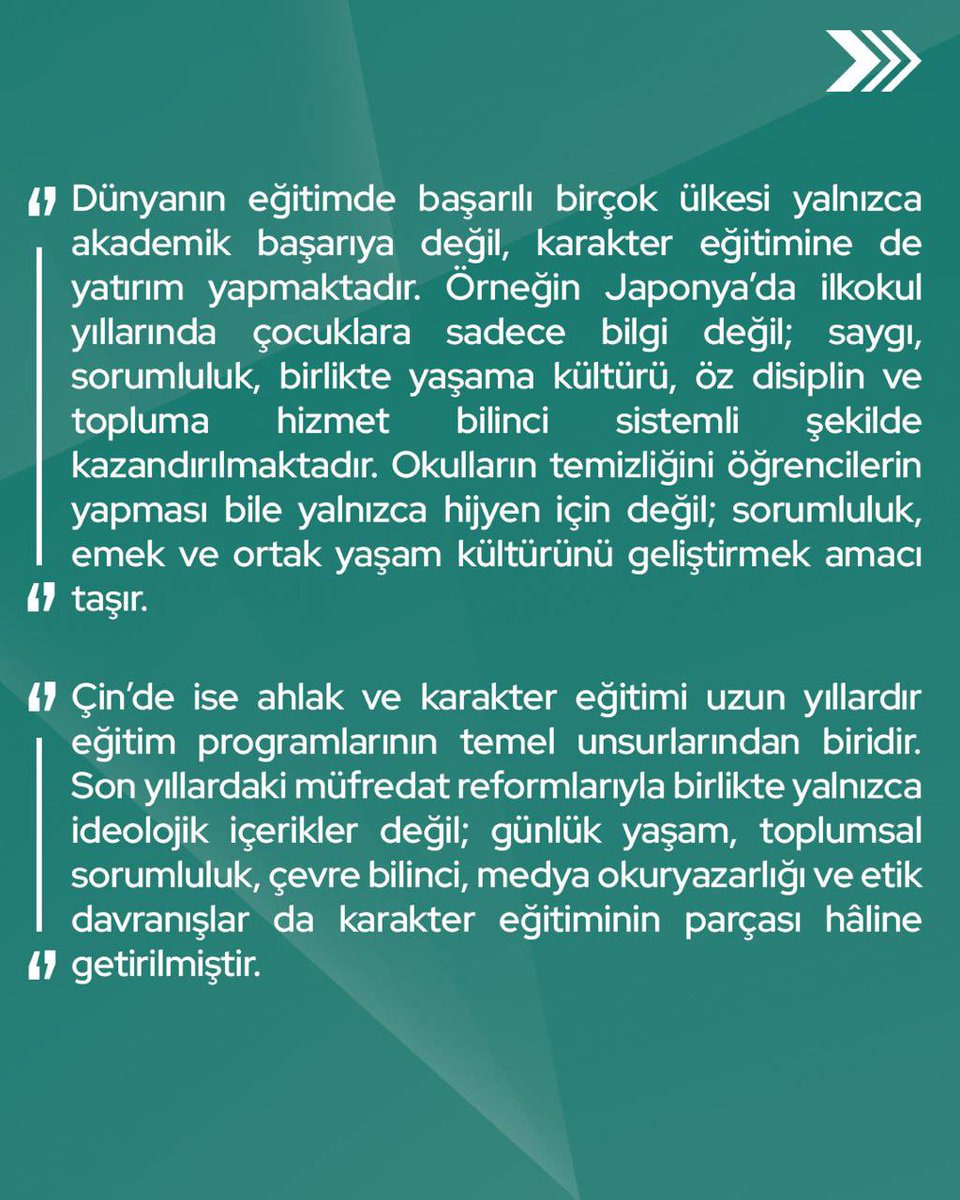 devapartisi's tweet photo. Zeynep Sudan: “Türkiye’nin yeni eğitim vizyonunda sadece sınav başarısını değil, erdemli insan yetiştirmeyi de merkeze alması gerekiyor. 

Bir ülkenin geleceğini yalnızca mühendisleri, doktorları veya yazılımcıları belirlemez. O meslekleri icra eden insanların vicdanı belirler. 

Biz çocuklarımıza ‘Nasıl daha çok para kazanırsın?’ sorusundan önce ‘İnsanlığa nasıl fayda sağlarsın?’ sorusunu öğretmeliyiz.”