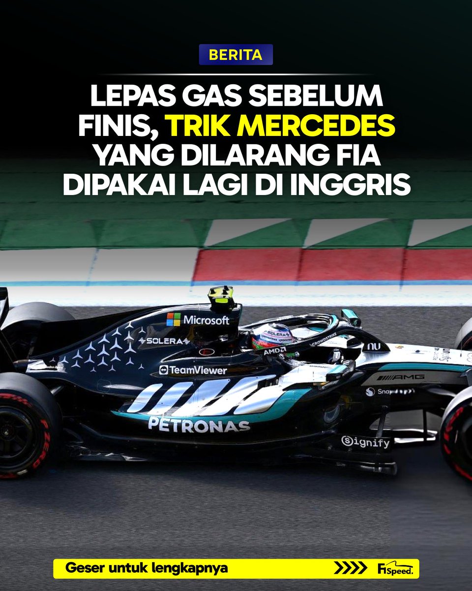 f1speed_indo's tweet photo. 🚨 Mercedes kedapatan memakai trik yang sudah dilarang FIA di kualifikasi GP Inggris kemarin yang tempatkan Kimi Antonelli di pole position.

Karena pengecualian yang dilakukan FIA di GP Inggris, Mercedes memanfaatkan itu untuk memakai lagi trik tersebut secara legal.

Seperti apa triknya? Simak penjelasannya di bawah ini ⬇️⬇️