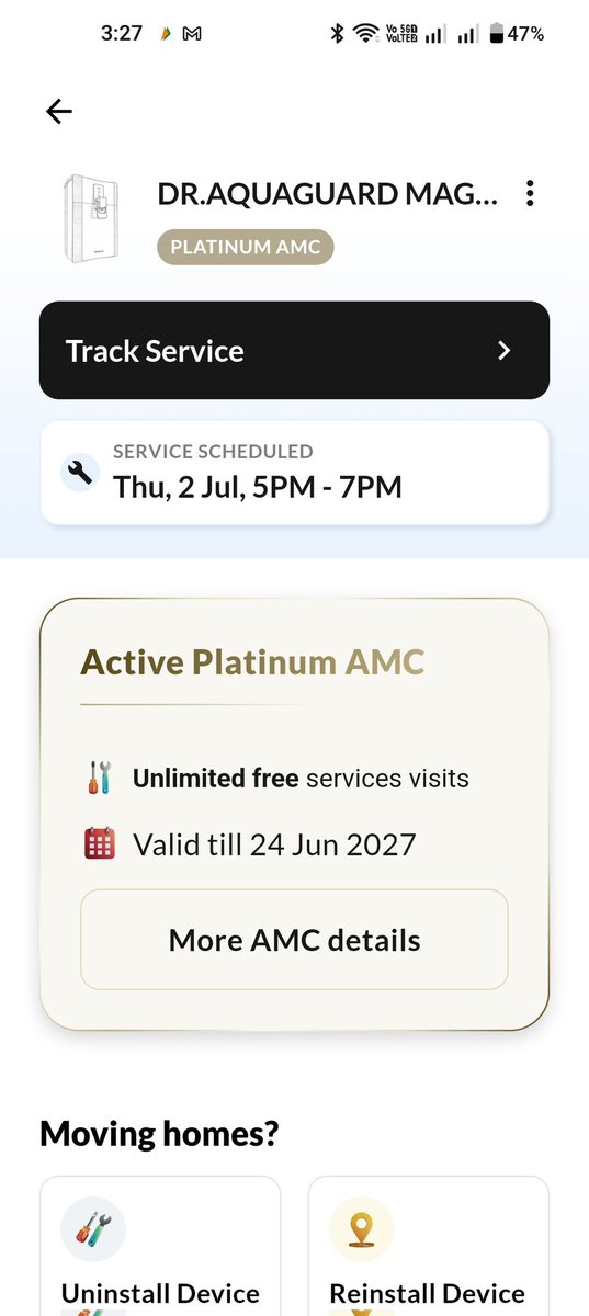nirupam09's tweet photo. @EurekaForbes You guys charge premium and call it Platinum Category and thereafter no service is given, since last month the AMC service is due despite scheduled service request no-one is turning up. No ethics, no value for clients and sucks money from clients .... really nasty https://t.co/RU0x1eUTUY