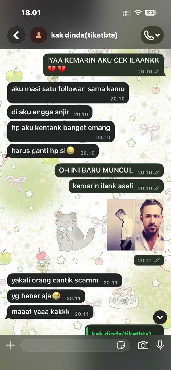 candyy__z's tweet photo. guys bantuin dong, ini ada penipuan tiket bts arirang jakarta, awal mula nya dia nawarin aku di tiktok cat 1 dp cuma 100/150 bebas, trs karna aku dari awal pgn vip akhirnya dia tawarin tiket vip day 1 punya tmn nya dp 400k, eh skrg hilang #tiketbts #peniputiketbts #BTS_ARİRANG https://t.co/nhnqtexdWP