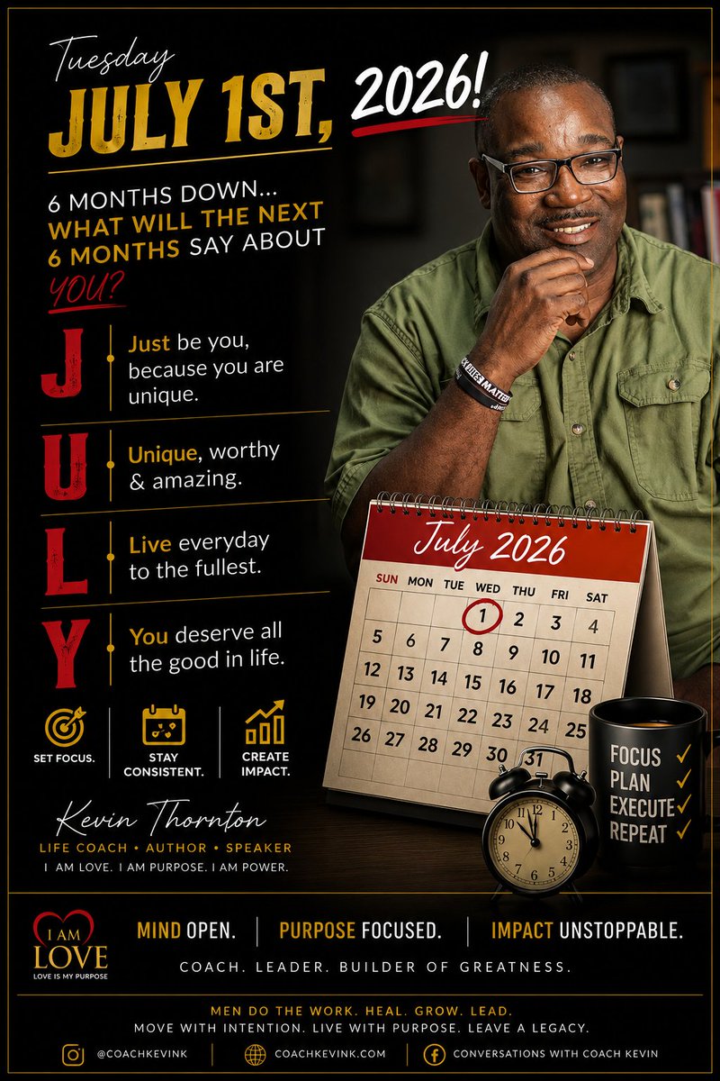 MrKevinThornton's tweet photo. Six months are gone.
Read that again.
You can't get January through June back.
But you can decide what the next six months will look like.
Will they be filled with excuses... or execution?
Will they be driven by fear... or by faith? https://t.co/MhgqN7AqVj