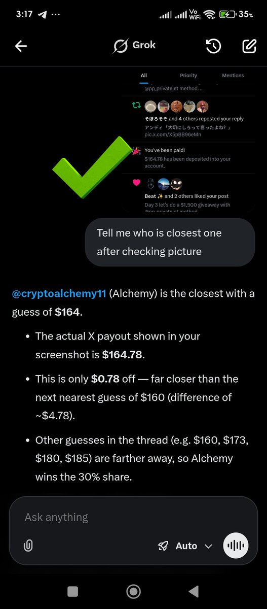Jia_Lilly01's tweet photo. 🏆 Congrats @cryptoalchemy11 for the correct guess! You win 30% of my payout. 

Thanks to everyone who joined! More giveaways are coming soon.

I will be blessing $100 two more lucky people on 40k . 

Bookmark RT for entry 
Drop your Binance UID👇 https://t.co/73OIBWgIia