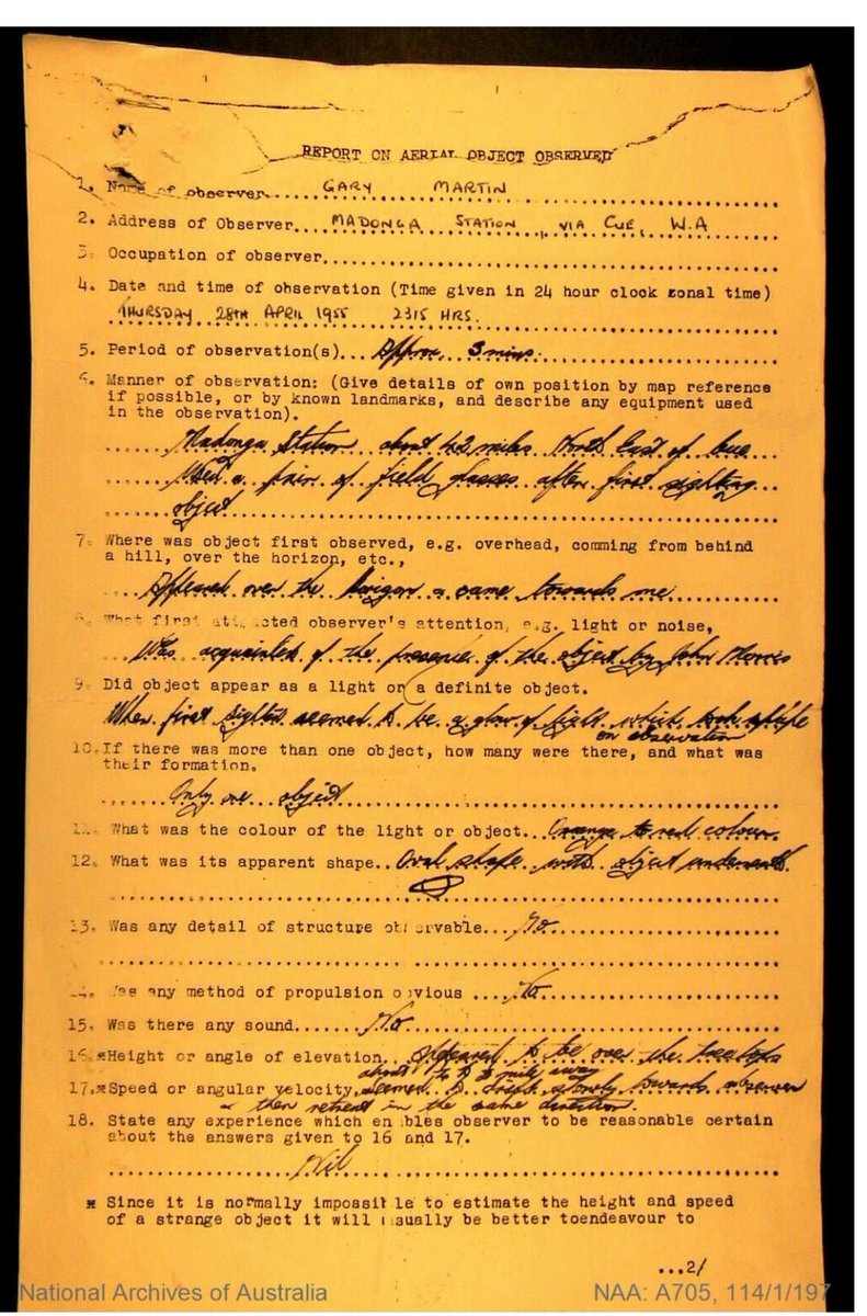 BouchetP_Auteur's tweet photo. 🚨 DOCUMENT DÉCLASSIFIÉ – AUSTRALIE, 1955
Flying Saucer
En 1955, la Royal Australian Air Force enquête sur une étrange observation près de Cue, en Australie-Occidentale.
#uap #ovni #disclosure #ufo #ufotwitter #topsecret #flyingsaucer #australie #cue #militaire https://t.co/6IKB121kzn