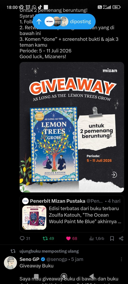 strwbrryghrt's tweet photo. @PenerbitMizan Done. Pengen tag tp ga ada temen rl di x 🥲 https://t.co/yjIWLBRi6U