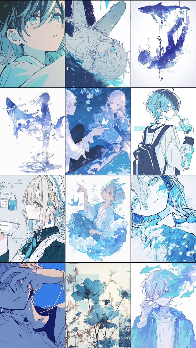 イラスト 青と白