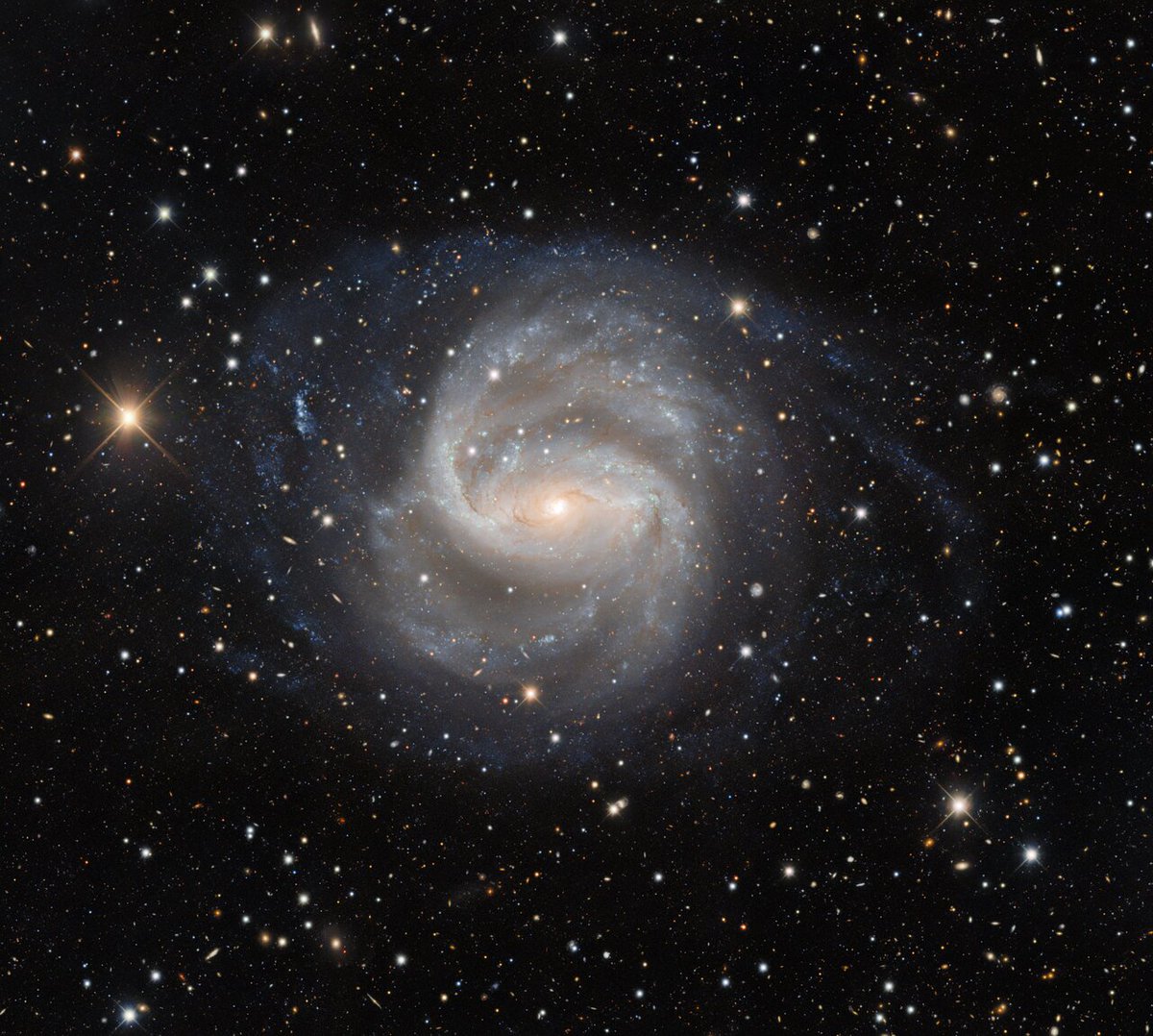 Astropics_bb's tweet photo. こちらは引用元と同じ棒渦巻銀河NGC 1672の全体像です。南米チリにあるセロ・トロロ汎米天文台（CTIO）のビクター・M・ブランコ4m望遠鏡に搭載された「ダークエネルギーカメラ」で撮影。

詳細は記事へ：
https://t.co/LUCov0abBK

Credit: Dark Energy Survey/DOE/FNAL/DECam/CTIO/NOIRLab/NSF/AURA
Image processing: T.A. Rector (University of Alaska Anchorage/NSF’s NOIRLab), J. Miller (Gemini Observatory/NSF’s NOIRLab), M. Zamani & D. de Martin (NSF’s NOIRLab)