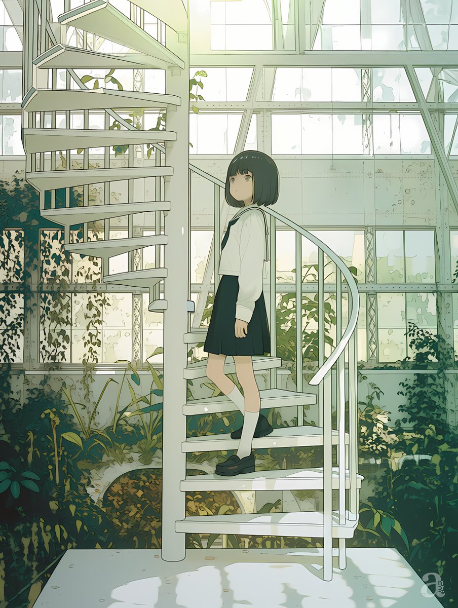 achi_ej2024's tweet photo. 【廃墟少女29】

私達の文明は
ただ上へ上へと蔦を伸ばした先に
何があるのかを見てみたかっただけなんだと思う https://t.co/CcuoO6RMXK